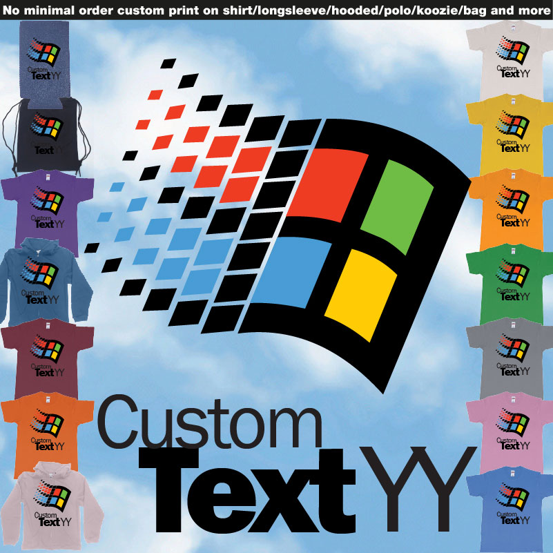 Microsoft Windows 95 Classic Logo Custom Text And Year Print